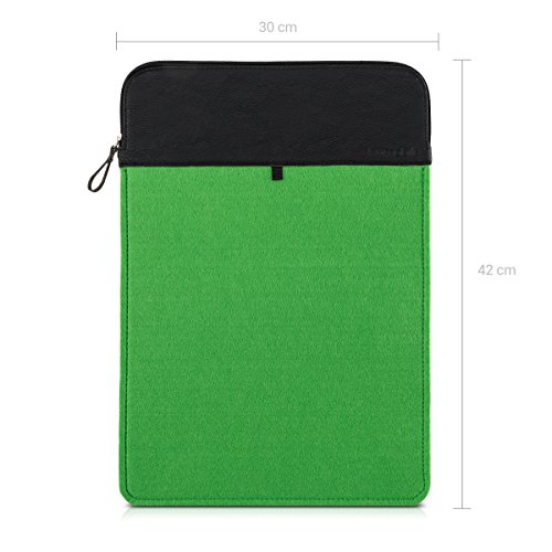 kwmobile Laptoptasche Filz Sleeve für 15″ 15,6″ Laptop / Ultrabook – Notebook Tasche Schutzhülle Laptop Case Hülle in Grün Schwarz Innenmaße: ca. 42 x 29 cm - 2