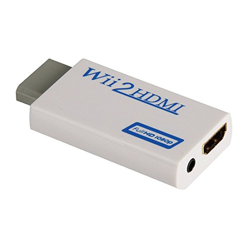 Wii zu HDMI Adapter Konsolen Adapter Wii Converter HDMI mit Audio über HDMI und extra 3,5mm Buchse für Audioausgang Wii HDMI Konverter , Wii Adapter für TV Monitor Beamer Fernseher , Geräte mit HDMI Anschluß , variable Auflösung 720p oder 1080p , Wii2HDMI Stick Adapter Konverter - 2