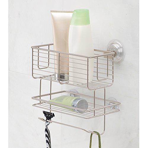 InterDesign 24425EU Classico 2-stufiger Korb mit Saugnapf, satiniert - 2