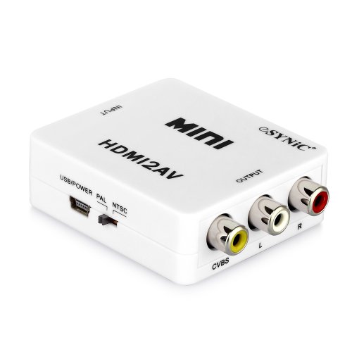 HDMI zu AV Konverter – HDMI zu Composite Wandler bis 1080P HDMI auf RCA AV 3RCA CVBS Video Audio R L Adapter mit USB Kabel für Aufladung für Xbox Xbox360 Blu-ray SKY HD VHS VCR DVD DVR PAL/NTSC Videoausgangssignal – Weiß - 5