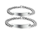 Bishilin Modeschmuck Paare Armband Edelstahl ohne Gravur Silber Armbänder Best Friends für Zwei
