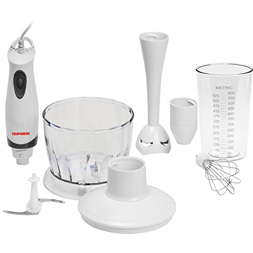TELEFUNKEN Stabmixer Mixer Zerkleinerer Pürierstab Mixstab Edelstahlklinge Pürieren Schneebesen versch. Aufsätze - 2