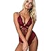 Produktbild Unterwäsche Frau CLOOM Babydoll Nachtwäsche Spitze Overall Spielanzug Transparent Dessous Versuchung Erotisch Sex Spitze Erotik Wäsche Nachtmäntel Nachtkleid Tight Sleepwear (M, Retro Rot)