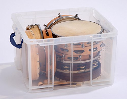 Aufbewahrungsbox 42 Liter mit abnehmbarem Deckel, robuster Kunststoff, transparent und stapelbar, Außenmaß BxTxH: 520 x 440 x 310 mm - 2