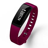 RIVERSONG®Fitness Tracker Monitor de Frecuencia Cardíaca Pulsera Deportiva Pulsera de Presión Arterial Reloj Sedentario Alarma de Control de Sueño SNS Pedal de Recordatorio de Llamada Actividad Deportiva Pulsera Saludable con Pantalla Táctil OLED Smart Watch para Android iOS Smartphones (PURPLE)