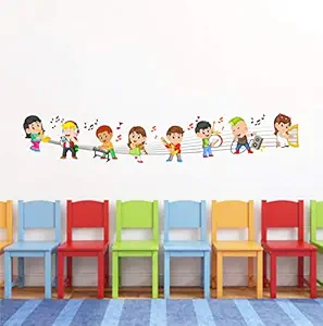 Decal O Decal Kids Playing Musical Instruments Wall Stickers