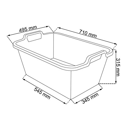 60L Wäschekorb Wäschebox von OKT blau Kunststoff Tragegriffe Sammelkorb Wäschesammler - 2