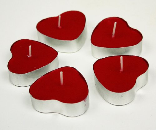 HAAC 5 Teelicht Kerzen in Herzform Herz Größe 4 cm Farbe rot - 2