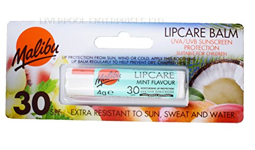 MALIBU ASSORTED FLAVORS LIP BALMS SPF30 FACE SUN CREAM IN A 2 PACK SPF50 SPF 30 (MINT SPF 30)