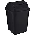 Homeshopa Plastic Swing Top Waste Bin, 5Litre Rubbish Recycling Waste Paper Trash Can, Square Small Flip Top Lid Dustbin, Home Kitchen Household Bathroom Office Garbage Bin (Black)