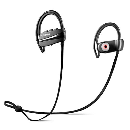 Yobola Ultra-Longue Autonomie Ecouteurs Bluetooth 4.1 Sans Fil Oreillette Intra Auriculaire Casque Sport Etanche Réduction du Bruit avec Microphone - 11 heures de Lecture de Musique - Noir