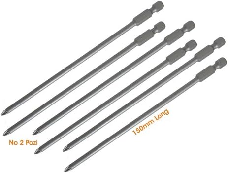 6 x No.2 Pozi 150mm Screwdriver bits