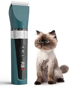 oneisall Dog Clippers for Grooming, Low Noise Dog Grooming Kit 5 Speed, Cordless Dog Hair Clipper Trimmer for Dogs Cats Poodles (Green)