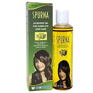 Novita Spurna Ayurvedic Hair Oil 100ml - with 8 Natural Herb extracts, Controls hair fall, Fights Dandruff, Ayurvedic Nourishment for Hair Hair Oil