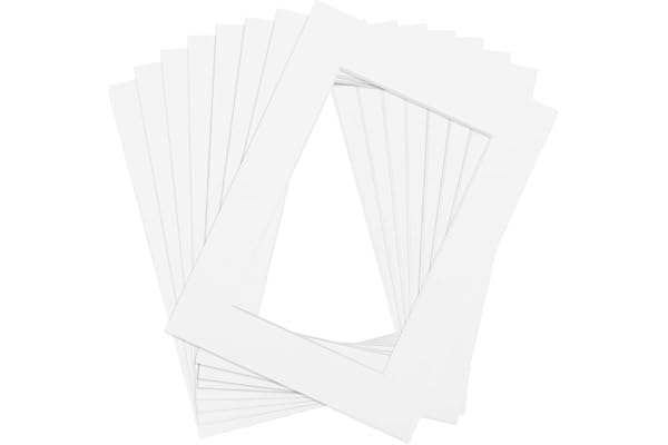 Anhow 8-pack Passepartout, Passepartout Kartong 10x15 cm Inre, Tavelram 18 x 24 cm för bilder, foton, konsttryck - Vit/ 1,5 mm