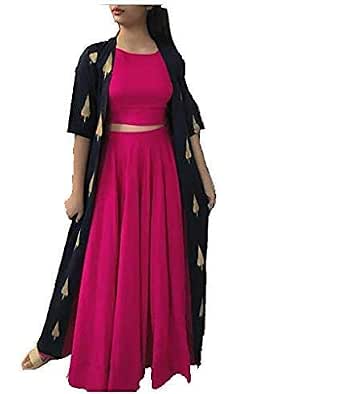 Rayon Crop Top Shrug Skirts Dress 