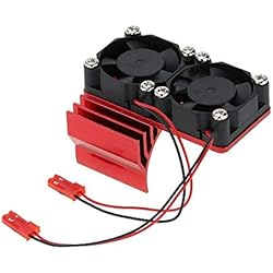 CUHAWUDBA 540/550 Moteur Dissipateur De Chaleur Double Ventilateur De Refroidissement pour 1/10 Hsp Voiture Rc - Rouge