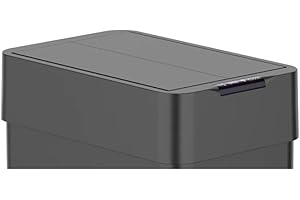 KITCHEN MOVE Couvercle de Poubelle de cuisine automatique 60L SILVERLAKE BLACK en acier Inox avec cerclage Ouverture papillon