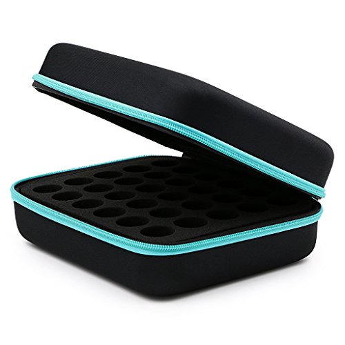 btsky 30 Flaschen Langlebig und wasserdicht Hard Shell EVA-ätherischen Ölen Griff Tragetasche Nagellack-Aufbewahrungsbox Schaumstoffeinlage Organizer schwarz/blau - 6