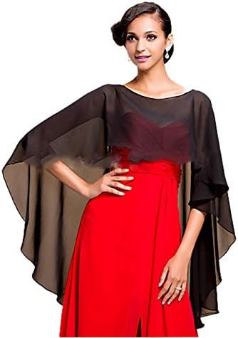 CoCogirls Chiffon Scarf Stole for Dresses in Various Colours for Any Wedding Dress – Evening Dress Wedding Evening Gala Reception -  black - One Size