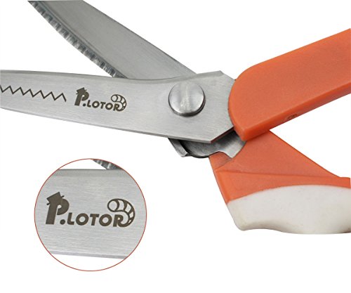 Zackenscheren, P.LOTOR Stoffschere Zickzackschere für Stoffe Schneiderschere mit Komfortgriff 24cm/9,3 Inches(Gezähnt-Orange) - 6