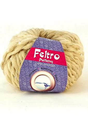 Lana Grossa Feltro Paillettes 707 sesame 50g Filzwolle
