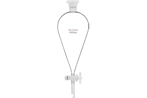 BorinGlass Kegelförmiger Abtrenntrichter 1000 ml mit 24/29 Gelenken und PTFE-Hähne, Trenntrichter aus Borosilikatglas mit Dickwandigem Design