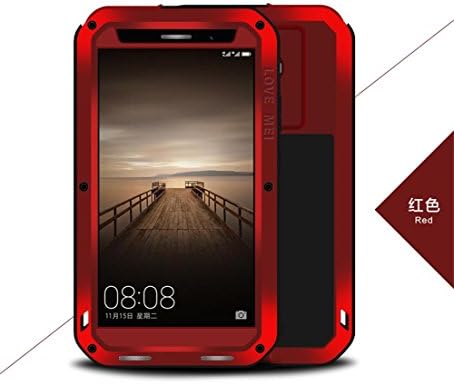 Hua Wei Mate 9 Case,LOVEOURS,Powerful for Hua Wei Mate 9 Cases,Shockproof Dustproof Water Resistant Case Heavy duty military metal Cases Toughened Gorilla glass cover for Hua Wei Mate 9 Super Shake Silicone Edge Super zinc alloy (Hua Wei Mate 9, Red)