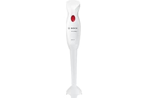 Bosch Frullatore a Immersione MSM14000, 400 W, Impugnatura Ergonomica, Facile da Usare, Piede Mixer Rimovibile e Lavabile in Lavastoviglie, Bianco, Rosso