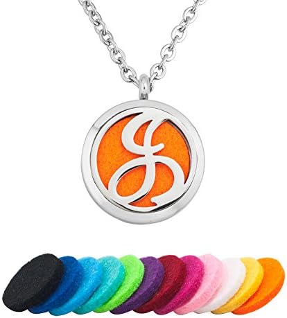 A-Z 26 Letter Monogram Initial Necklace Aromatherapy Essential Oil Diffuser Necklaces Pendant, 12 Refill Pads