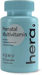 Hera - Prenatal Multivitamin - Pregnancy Nutrition - For Baby Growth, Body Changes - With Folic Acid, Iron, Vitamin C - 100% Vegetarian - Tested for Safety