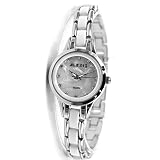 Alexis Armbanduhren Quarz Damen Runden Japan Seiko PC21 Movement Glanzendes Silber Metall Band Weis Dial Wasserdicht