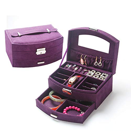 Preisvergleich Produktbild Schmuckkästen LCBLC Mode Samt Schmuck Aufbewahrungsbox Verpackung Fall 2 Schichten Veranstalter Luxus Erweiterte Flanell Schmuckschatulle