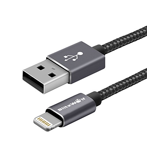 [Apple MFi Zertifiziert] Lightning Kabel, BlitzWolf 1.8M 2.4A Nylon USB Ladekabel mit Magic Tape Strap für iPhone SE / 7/7 Plus / 6 / 6s / 6 Plus / 6s Plus, iPhone 5 / 5s / 5c, iPad Air, iPad Mini, iPad Pro, iPod Touch, iPad (Schwarz)