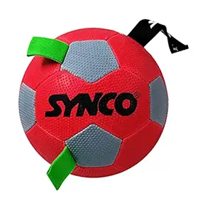 Synco Football with Holding Loops Dog Ball Size-3| Dog Toy| Dog Ball (RED)