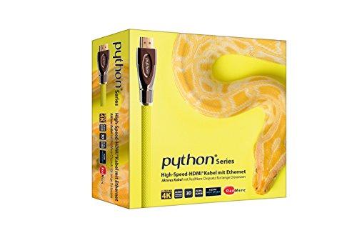 Python Series AKTIVES High-Speed-HDMI Anschlusskabel mit Ethernet – Redmere Chipsatz – 4K2K / UHD / Ultra HD / Full HD – OFC, 3D-Unterstützung, Nylongeflecht, Dreifachschirmung, gelb, 15 m - 7