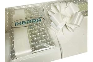INERRA Gift/Hamper Wrapping Kit - 2 Metres White Dot Film Wrap (Folded) & 14 Loop 7" Bow - Large Colour Range (White)