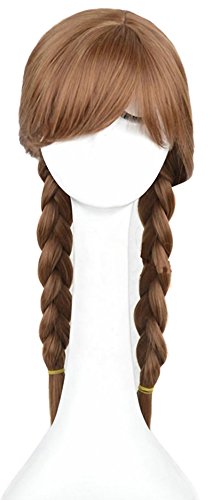 CHIC*MALL Synthetic Cosplay Frozen Snow Queen Anna Long Anime Long Curly Wigs (55cm)