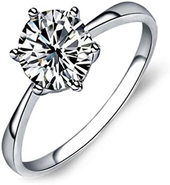 Classic Solitaire Diamond Silver Promise Anniversary Engagement Wedding Rings For Women Size Q