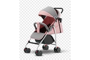 OHMG Passeggino 2 in 1 con pneumatici in gomma, 22 kg, vasca con bottoni in memoria, sedile con funzione sdraiata, regolabile in altezza, manico telescopico, piccolo passeggino pieghevole, cintura a 5