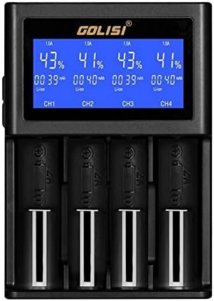 S4 Smart Charger with Large LCD Display and Wall Charger Cable Intelligent Charger for 20700, 26650, 18650 Li-ion IMR AA AAA AAAA C Rechargeable Batteries(EU)