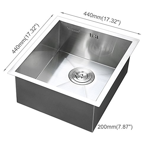 Edelstahl Küchenspüle/ Spülbecken Violamart Quadro 40-40 Flächenbündig / Unterbau – Eckige Edelstahlspüle/ spüle 40*40 cm - 2