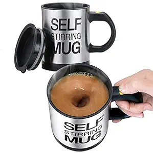 S K Collection Self Stirring Coffee Mug Cup - Electric Stainless Steel Automatic Self Mixing & Spinning Home Office Travel Mixer Cup Best Cute Christmas Birthday Gift Idea for Men Women Kids