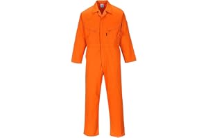 Portwest C813 Liverpool-overall Med Dragkedja 8 Fickor Rörelseveck Hållbar | Orange, XL, UPF 40+, Normal Passform, Unisex, Polybomull, Tryckknappsstängning Fram, Påsydd Bakficka, Robust, Bakre Lappficka