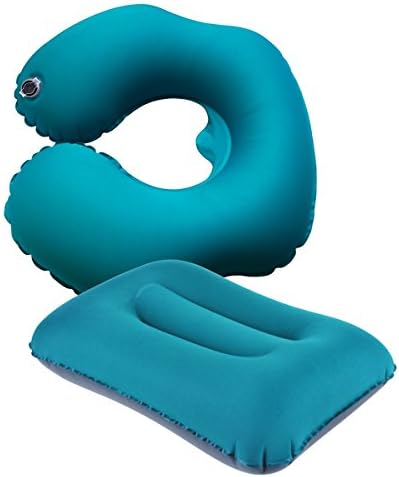 Inflatable Travel  Pillow Neck Waist Support Set Lightweigt Foldable U-Shape Neck Pillow Camping Pillow Set For Car Train Airplanes Sleeping Neck Pain