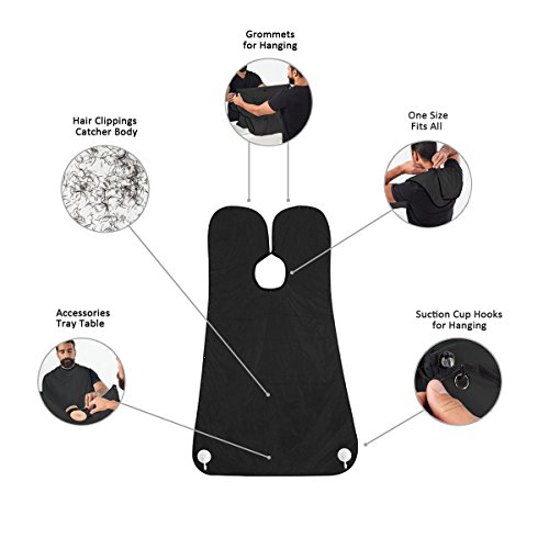 IUQY Bart Schablone & Bart Schürze für Bartgestaltung- Edelstahl Bart Styling Schablonenkamm Schablone |Sammel Tuch für Haare-Bart Lätzchen für Geschenk der Männer - 5