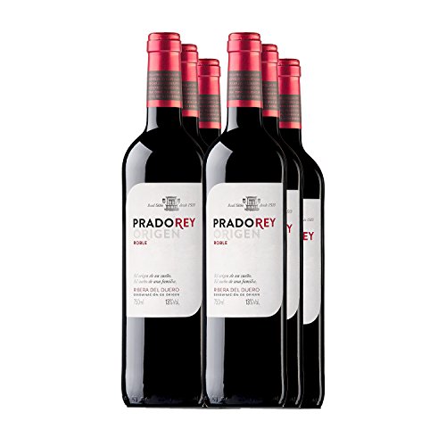 PRADOREY Roble - Vino tinto - Roble - Ribera del Duero - 95% Tempranillo, 3% Cabernet sauvignon, 2% Merlot - Vino joven con ligero paso por barrica - 6 Botellas - 0,75 L