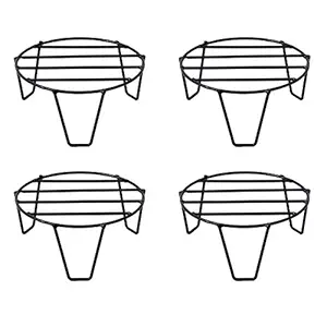 D&V ENGINEERING - Creative in innovation Metal Flower Pot Stand, Black, 22 cm, 4 Pieces