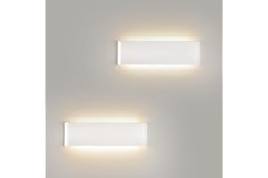 Mille Lucciole Applique da parete Interno 18W Lampada da Parete Moderno 2160LM Applique LED 4500K Bianco Neutro Lampada da Parete LED 31CM Lampada a Muro Per Soggiorno Camera da Letto【2 Pezzi Bianco】