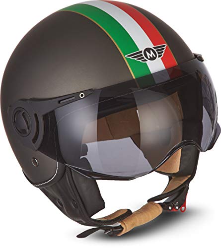 Moto Helmets®, H44, "Camouflage", Casco jet da moto, vintage, visiera ECE, a sgancio rapido, XS - XL, 53 - 62 cm,